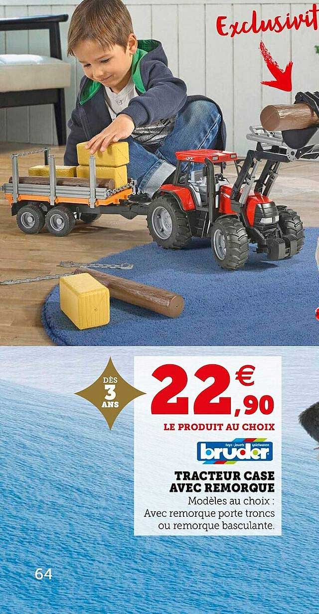 tracteur case avec remorque bruder