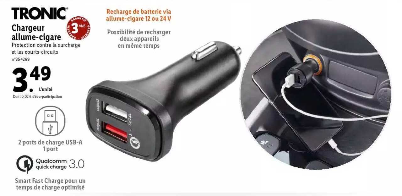 tronic chargeur allume-cigare