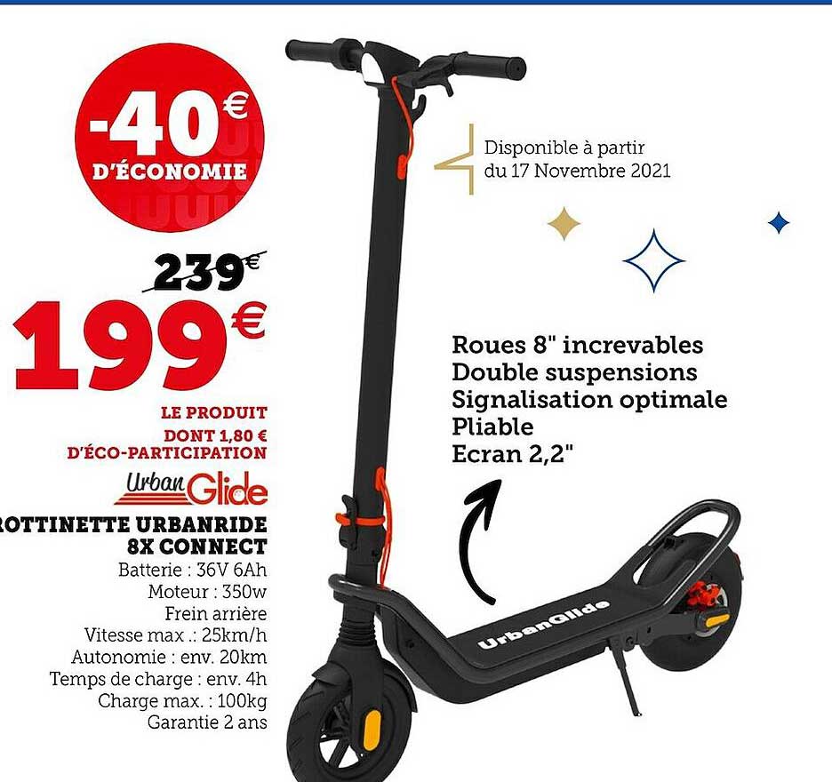 trottinette urbandride 8x connect urban glide