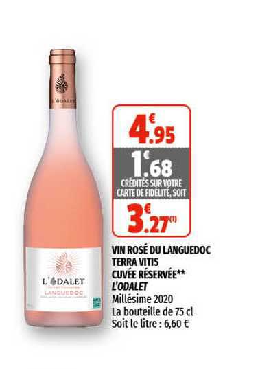vin rosé du languedoc terra vitis cuvée réservée l'odalet