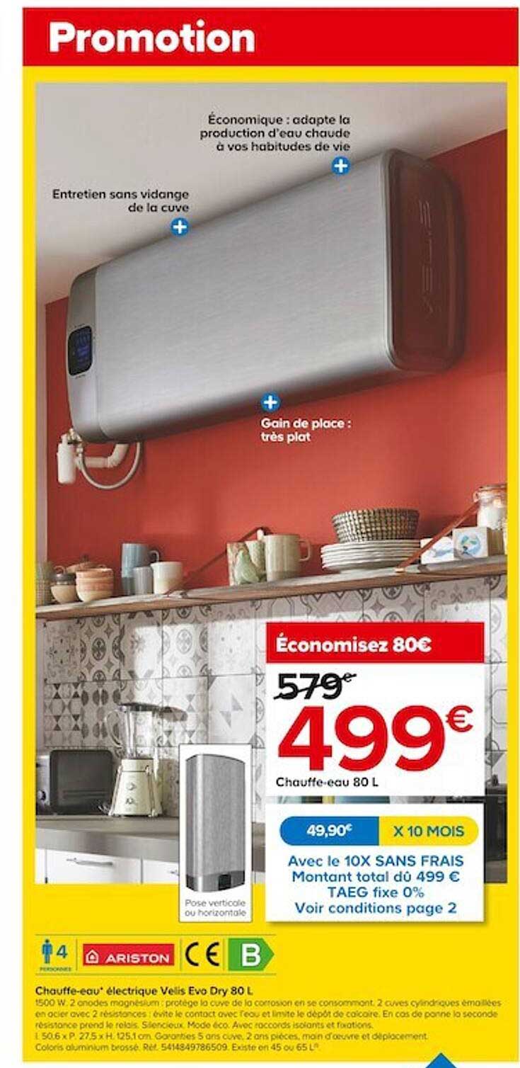 chauffe-eau électrique velis evo dry 80l