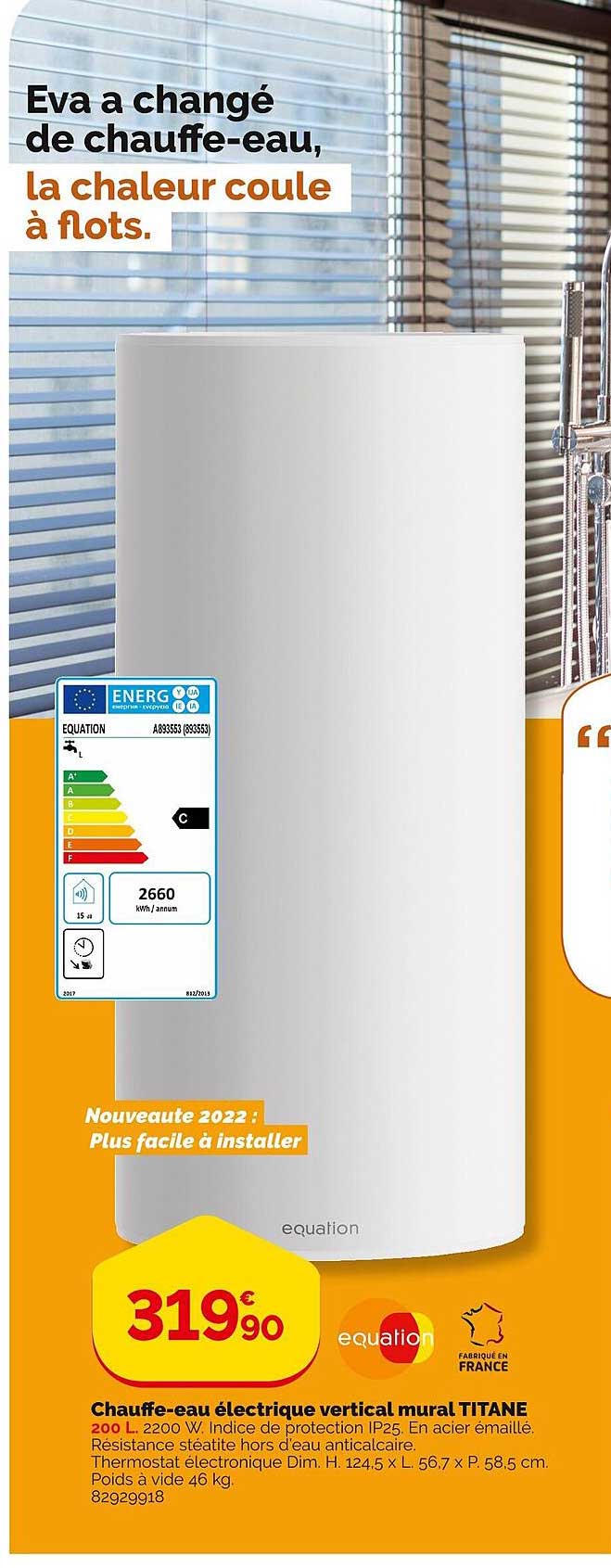 chauffe-eau électrique vertical mural titane