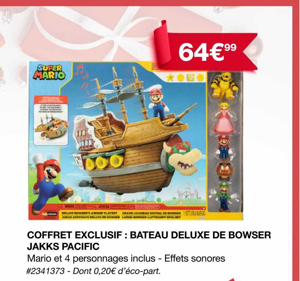 coffret exclusif : bateau deluxe de bowser jakks pacific super mario