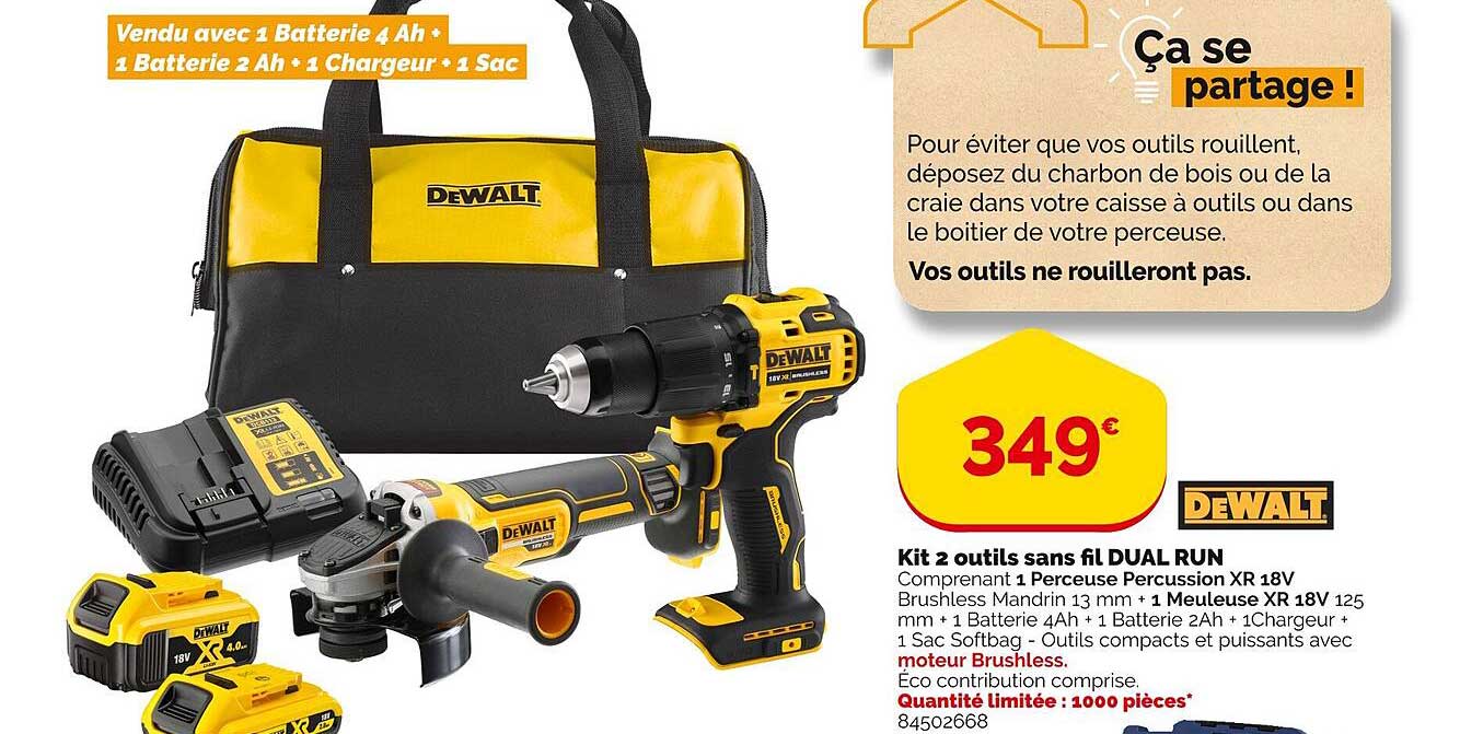 Kit 2 Outils Sans Fil Dual Run Dewalt