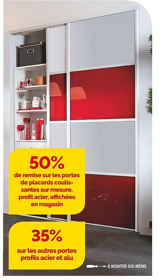 les portes de placards coulissantes sur mesure, profil acier, affichées en magasin