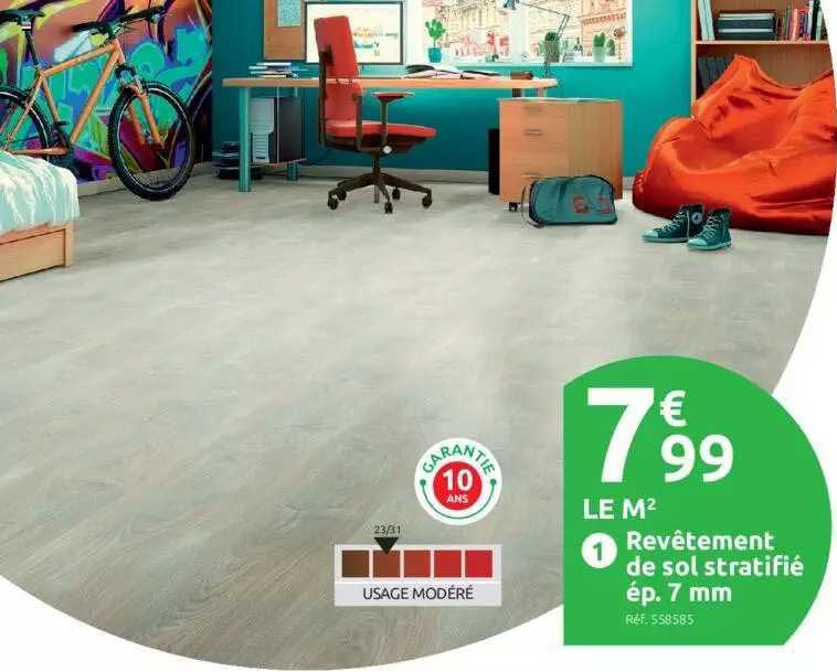 revêtement de sol stratifié ép. 7 mm