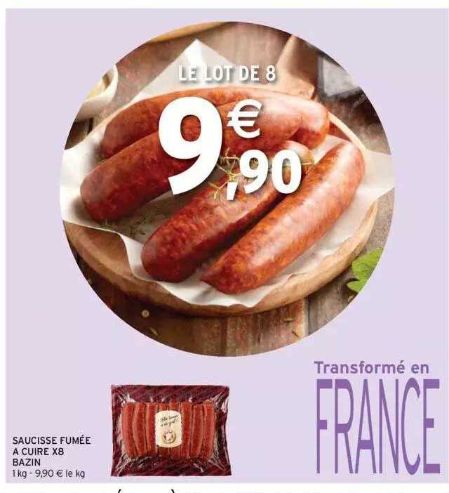 saucisse fumée à cuire x8 bazin