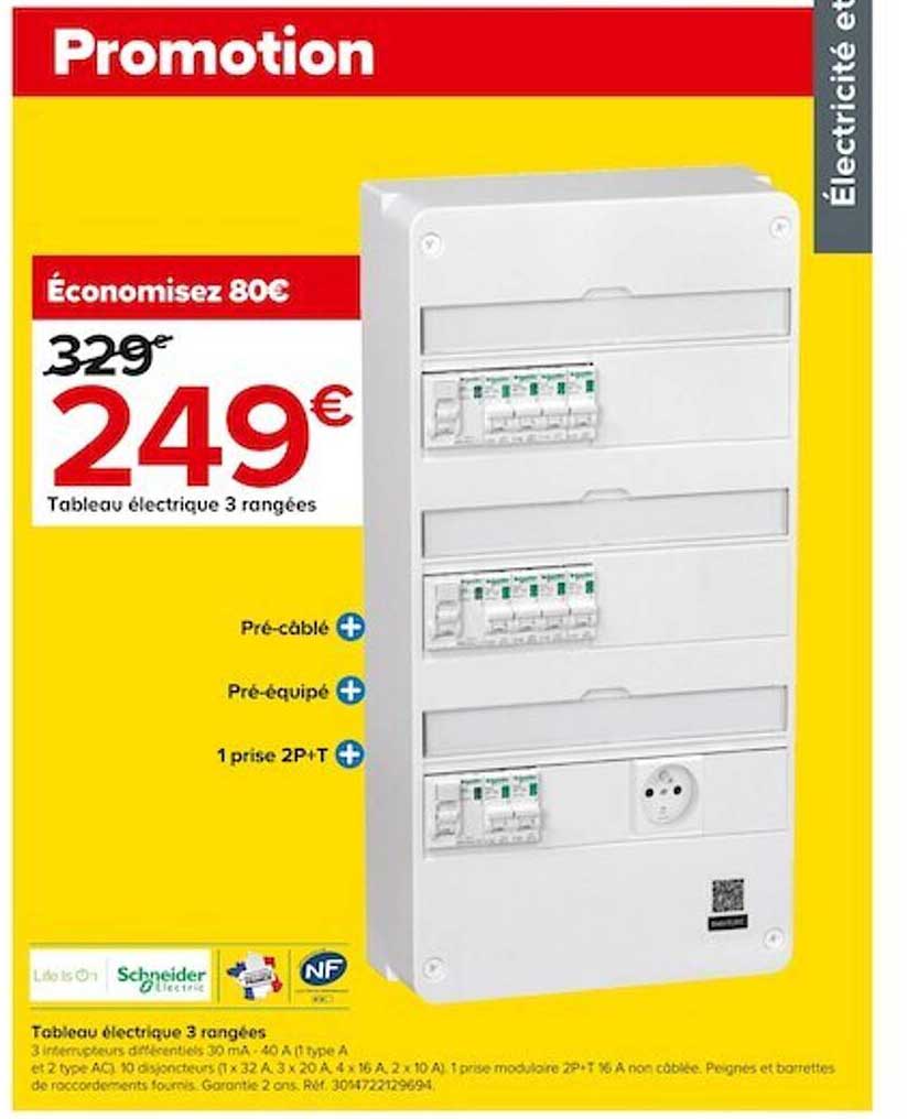 tableau électrique 3 rangées schneider