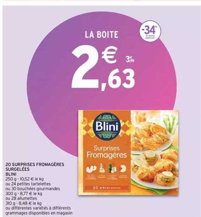 20 surprises fromagères surgelées blini