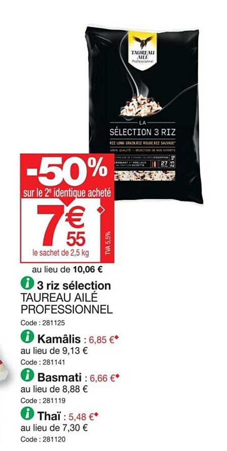 3 riz sélection taureau ailé professionne, kamâlis, basmati, thaï