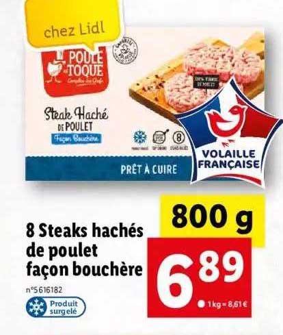 8 steaks hachés de poulet façon bouchère