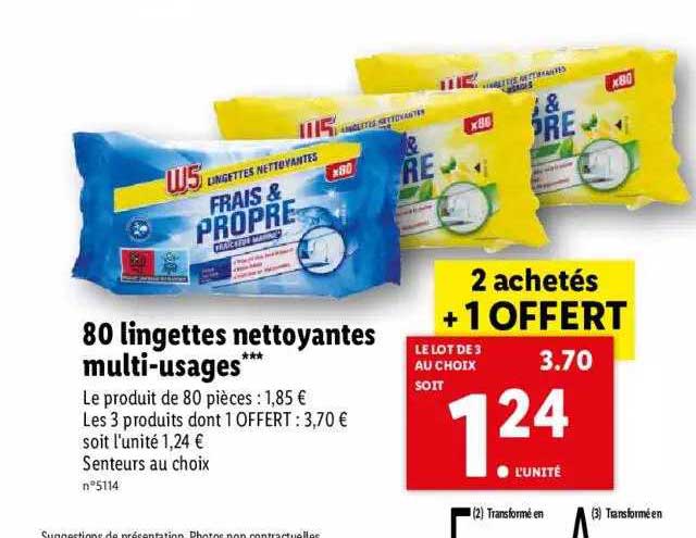 80 lingettes nettoyantes multi-usages w5