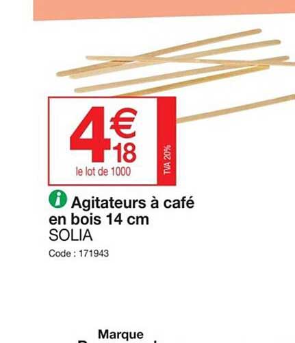 agitateurs à café en bois 14 cm solia