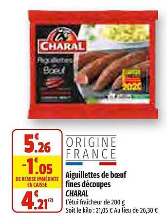 aiguillettes de boeuf fines découpes charal