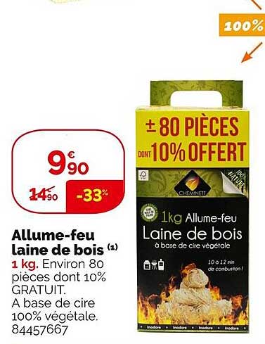 allume-feu laine de bois