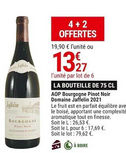 aop bourgogne pinot noir domaine jaffelin 2021