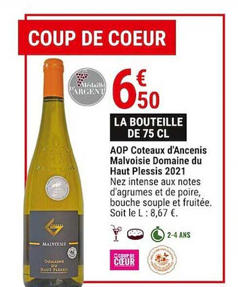 aop côteaux d'ancenis malvoisie domaine du haut plessis 2021