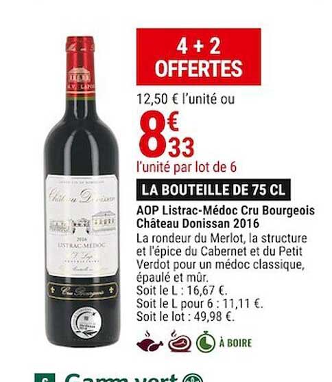 aop listrac-médoc cru bourgeois château donissan 2016