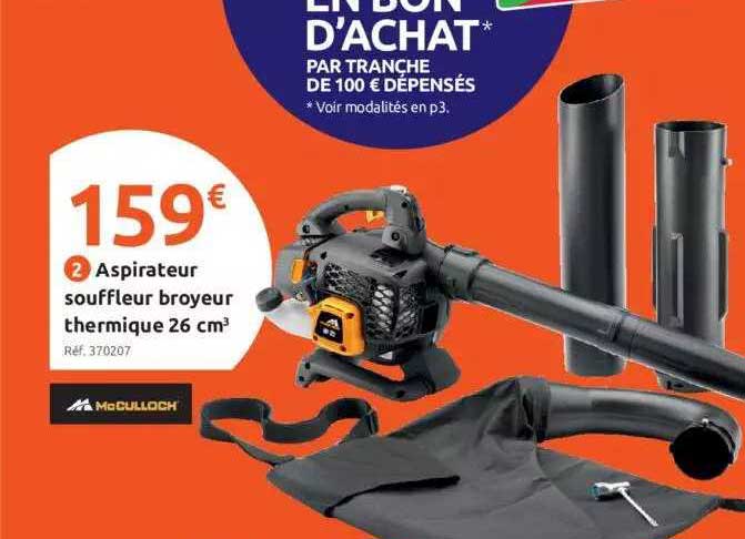 aspirateur souffleur broyeur thermique 26 cm³ mc culloch