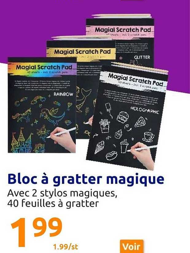 bloc à gratter magique