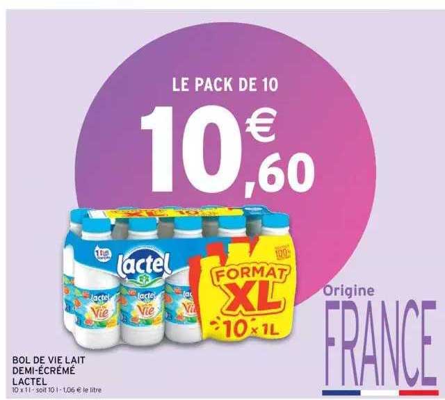 bol de vie lait demi-écrémé lactel
