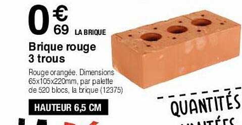 Brique Rouge 3 Trous