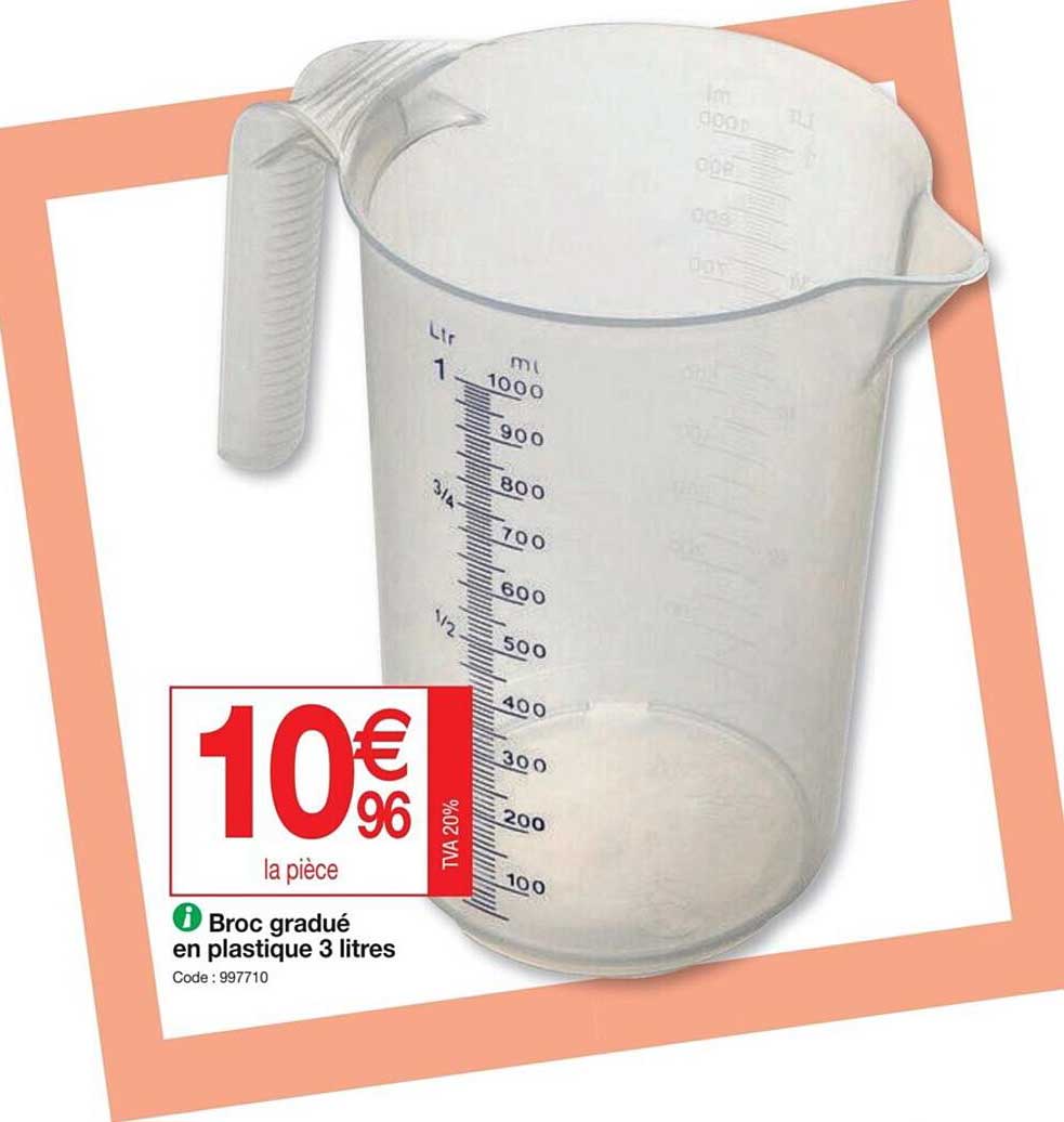 broc gradué en plastique 3 litres