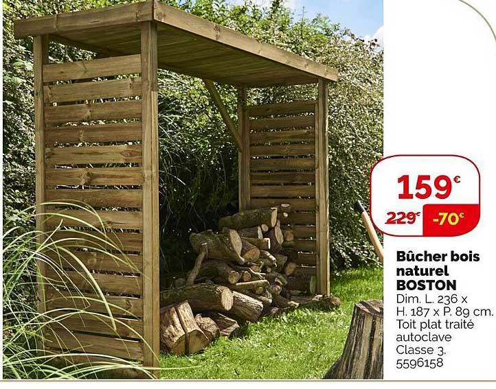 Bûcher Bois Naturel Boston