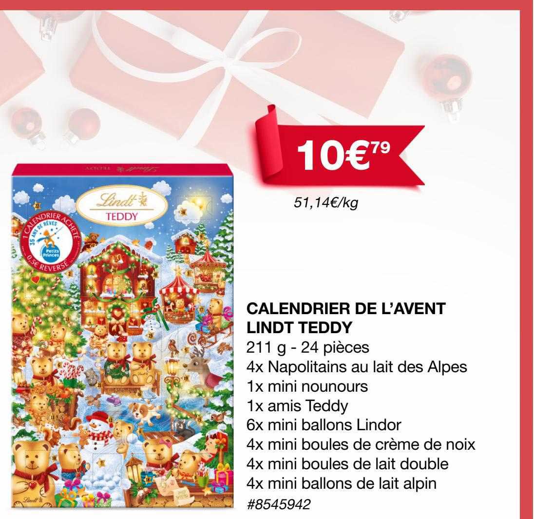 calendrier de l'avent lindt teddy
