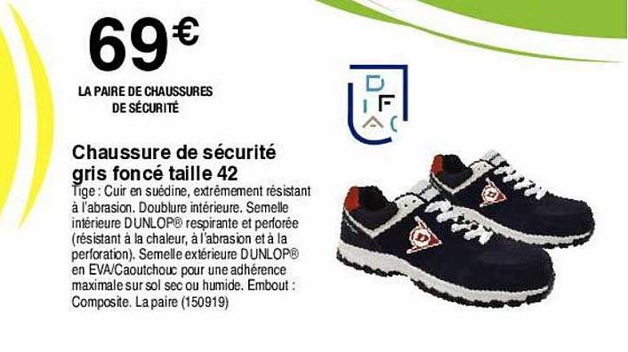 Chaussures De Sécurité Gris Foncé Taille 42