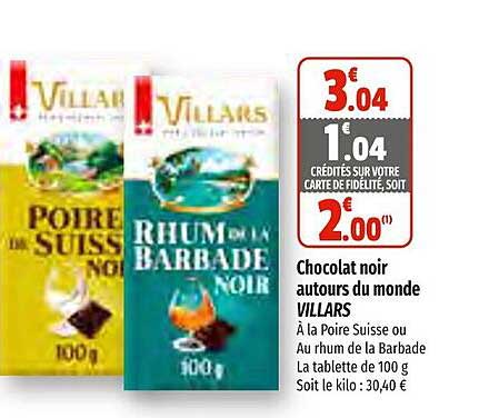 chocolat noir autours du monde villars