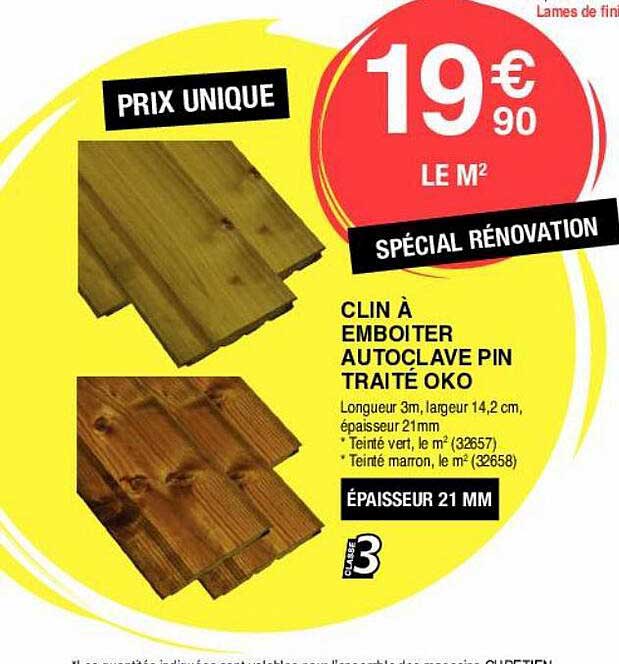 clin à emboiter autoclave pin traité oko