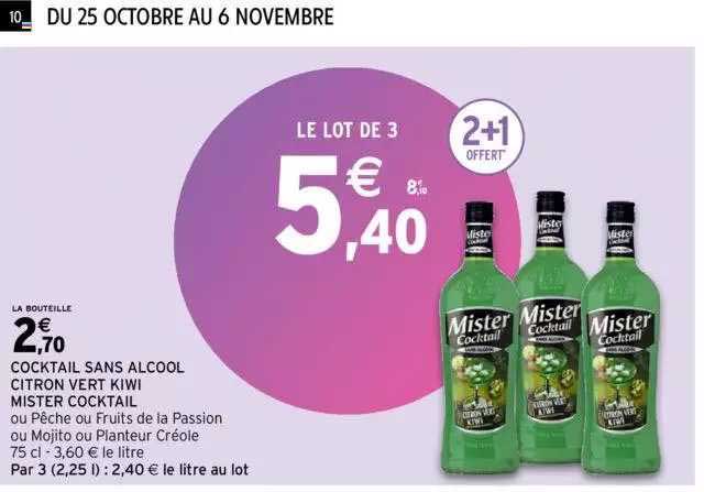 cocktail sans alcool citron vert kiwi mister cocktail