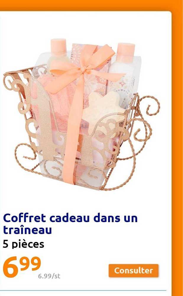 coffret cadeau dans un traîneau