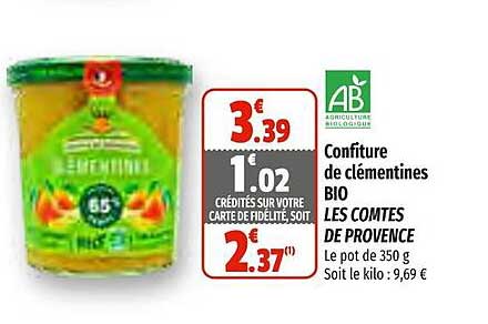 confiture de clémentines bio les comtés de provence