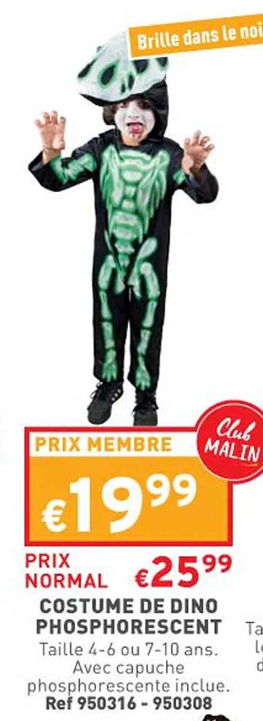 Costume De Dino Phosphorescent