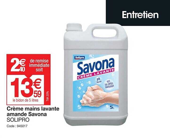 crème mains lavante amande savona solipro