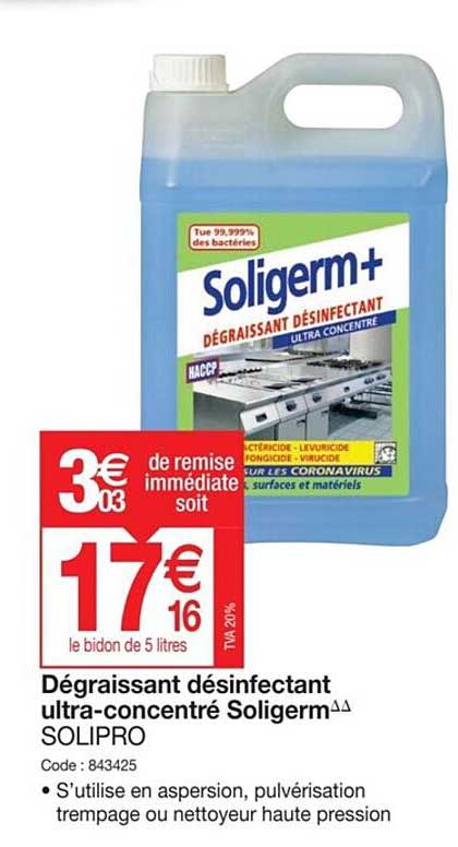 dégraissant désinfectant ultra-concentré soligerm solipro