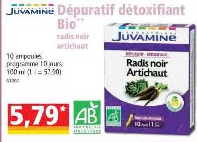 dépuratif détoxifiant bio radis noir artichaut juvamine