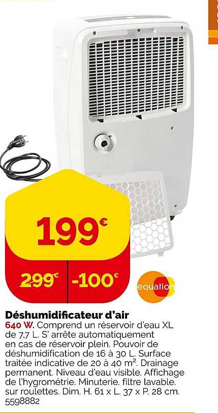 déshumidificateur d'air équation