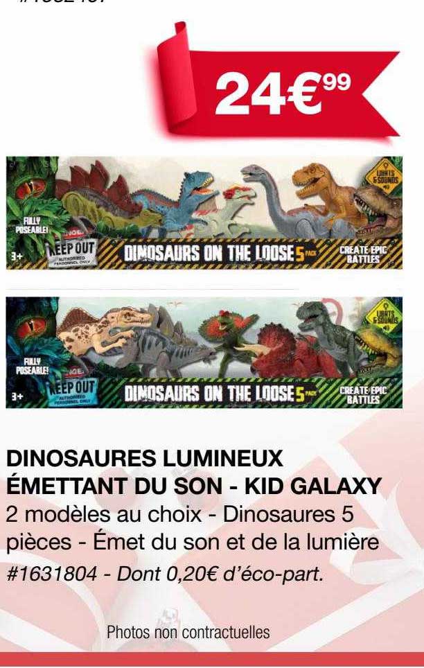 dinosaures lumineux émettant du son - kid galaxy
