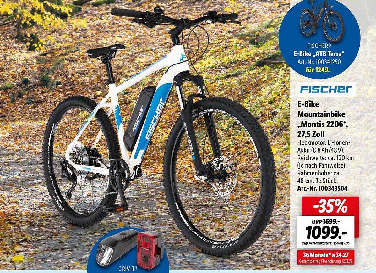 e-bike moutainbike „montis 2206“ 27,5 zoll fischer