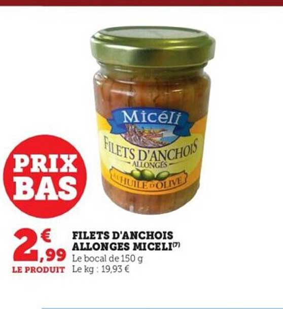 filets d'anchois allongés miceli