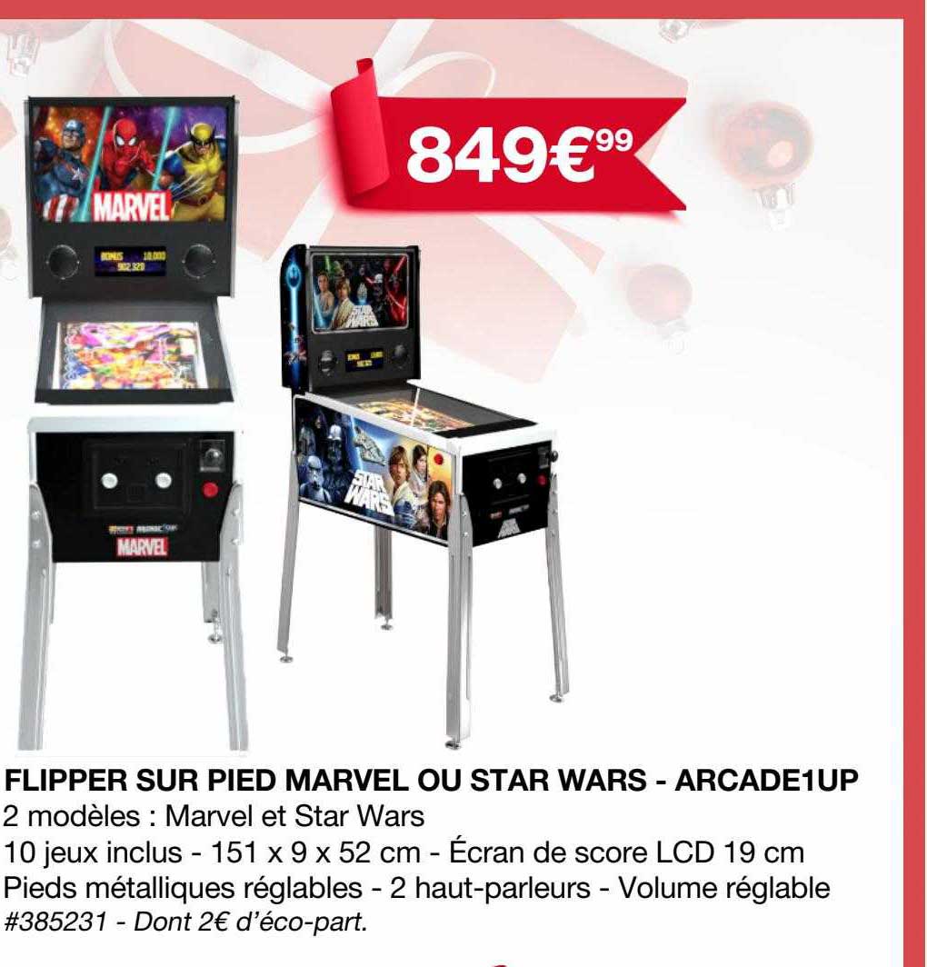 flipper sur pied marvel ou star wars - arcade1up