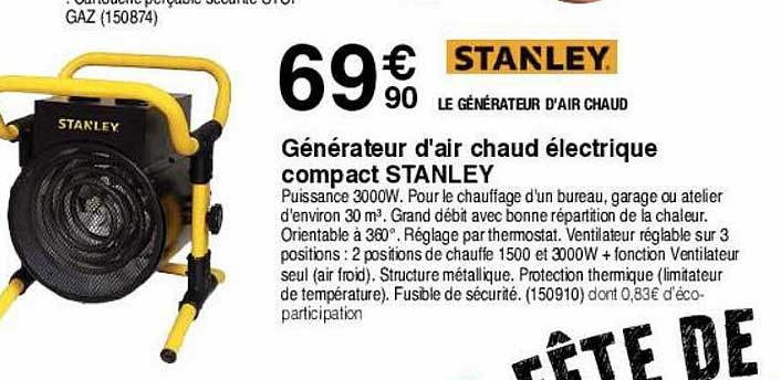 générateur d'air chaud électrique compact stanley