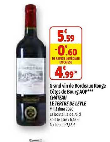 Grand Vin De Bordeaux Rouge Côtes De Bourg Aop Château Le Tertre De Leyle