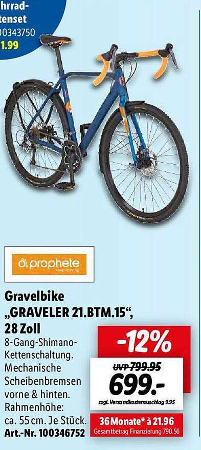 gravelbike „graveler 21.btm.15“ 28 zoll prophete
