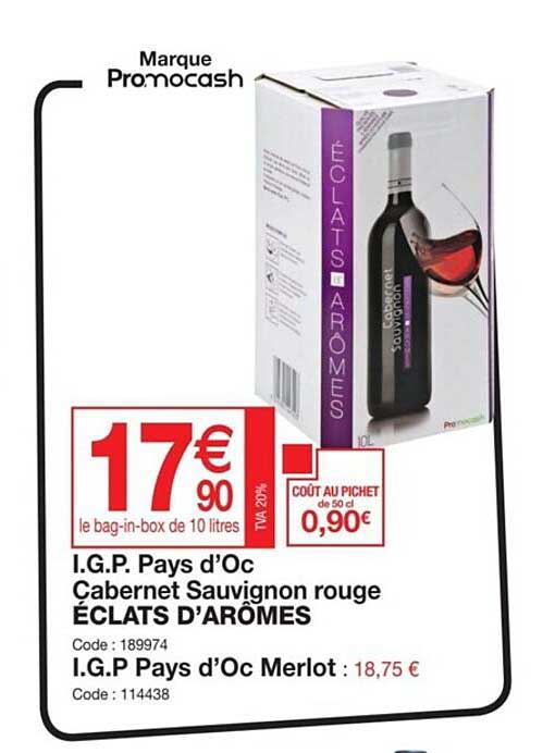 i.g.p. pays d'oc cabernet sauvignon rouge éclats d'arômes