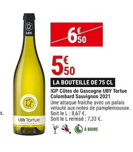 igp côtes de gascogne uby tortue colombard sauvignon 2021