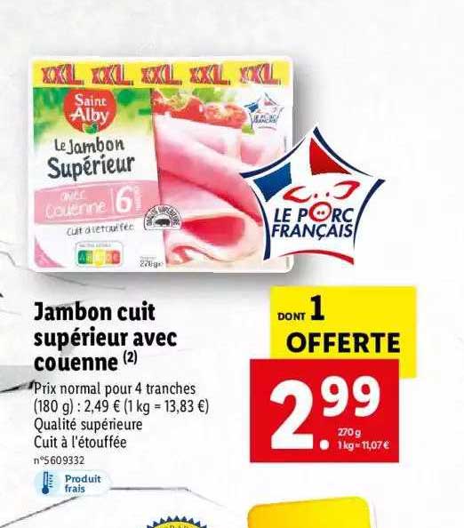 jambon cuit supérieur avec couenne saint alby